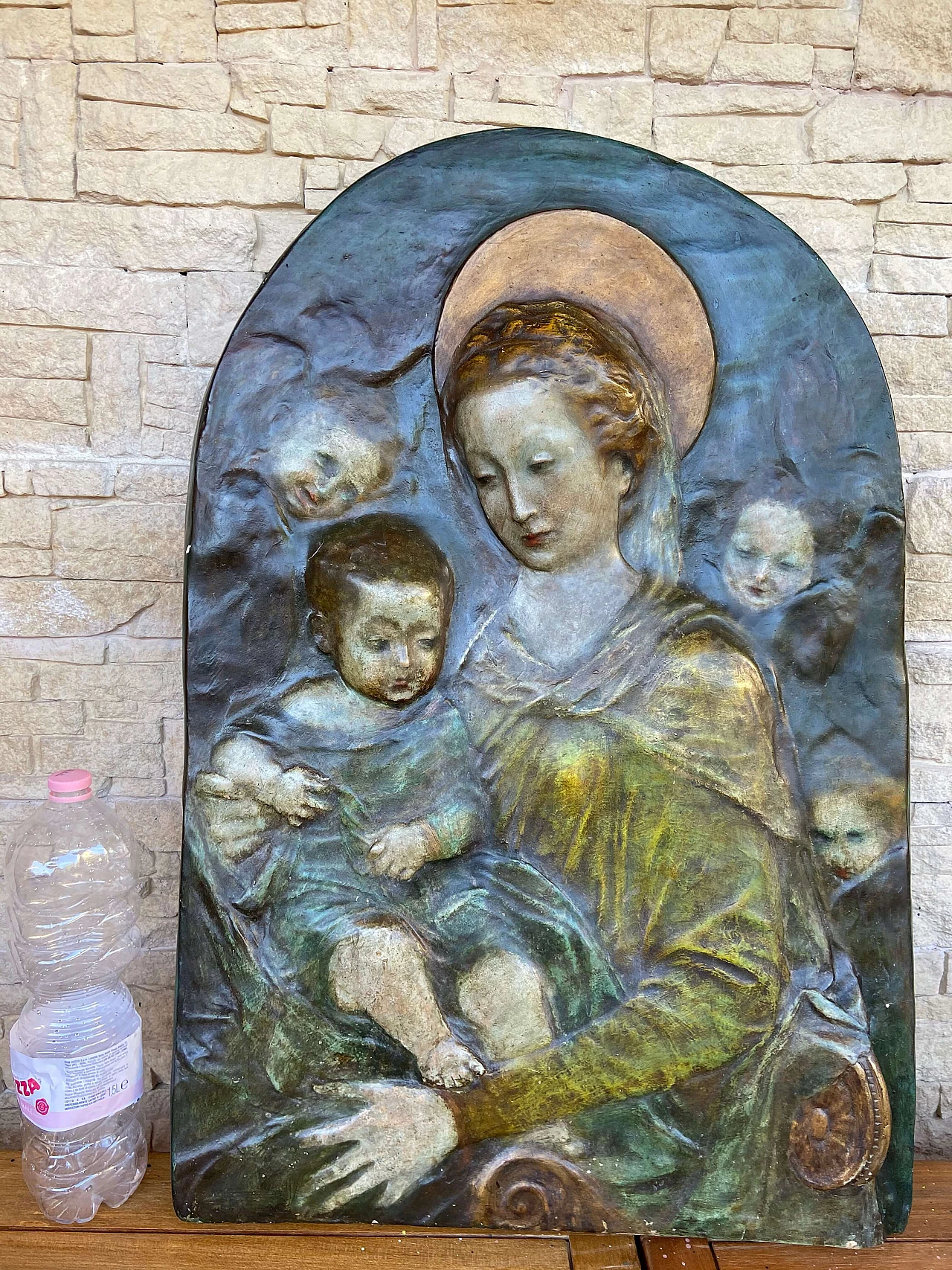 Scultura in terracotta policroma di Madonna con bambino, '800 1174128