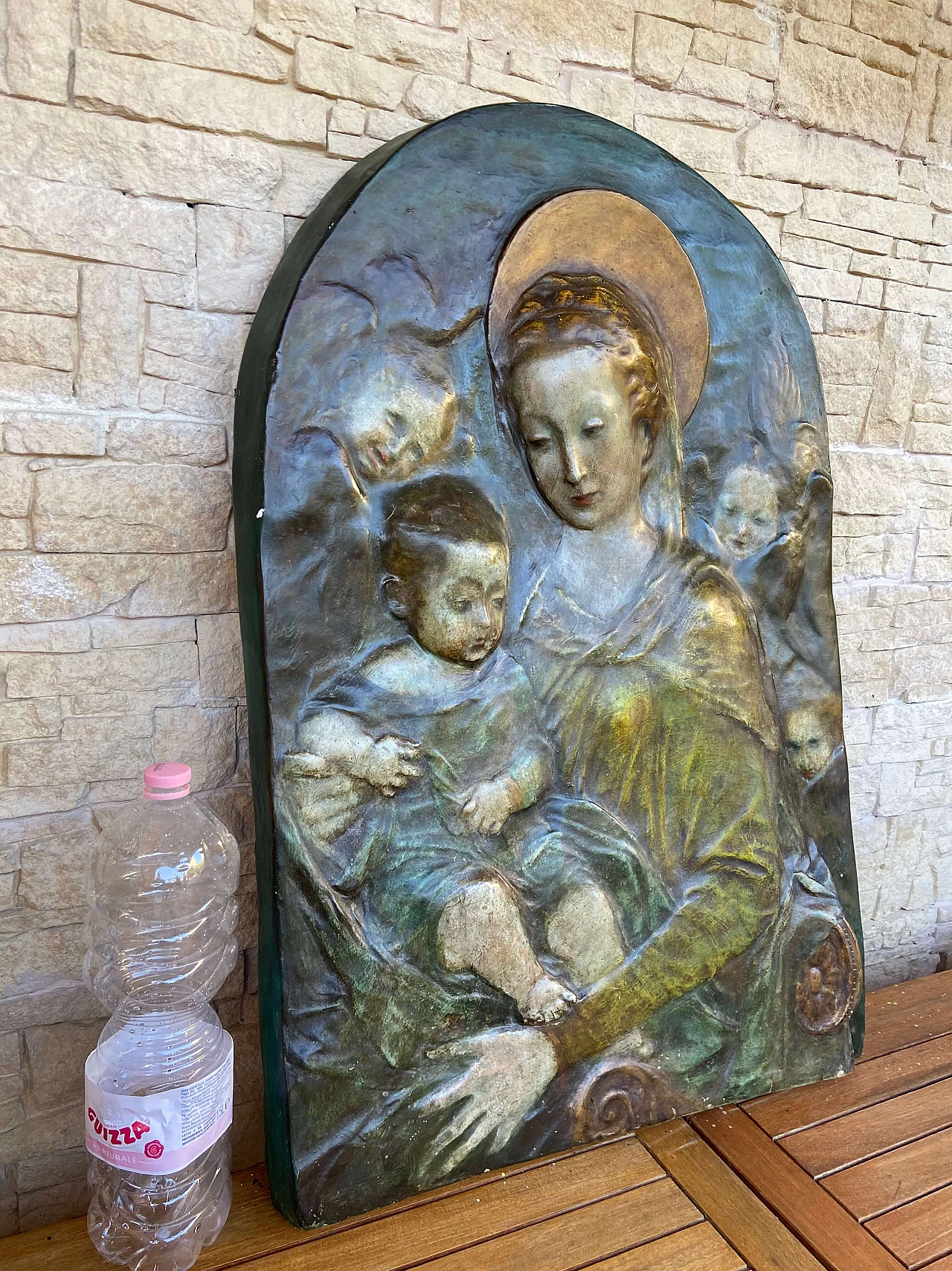 Scultura in terracotta policroma di Madonna con bambino, '800 1174129