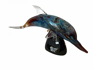 Dolphin sculpture in Murano chalcedony glass
