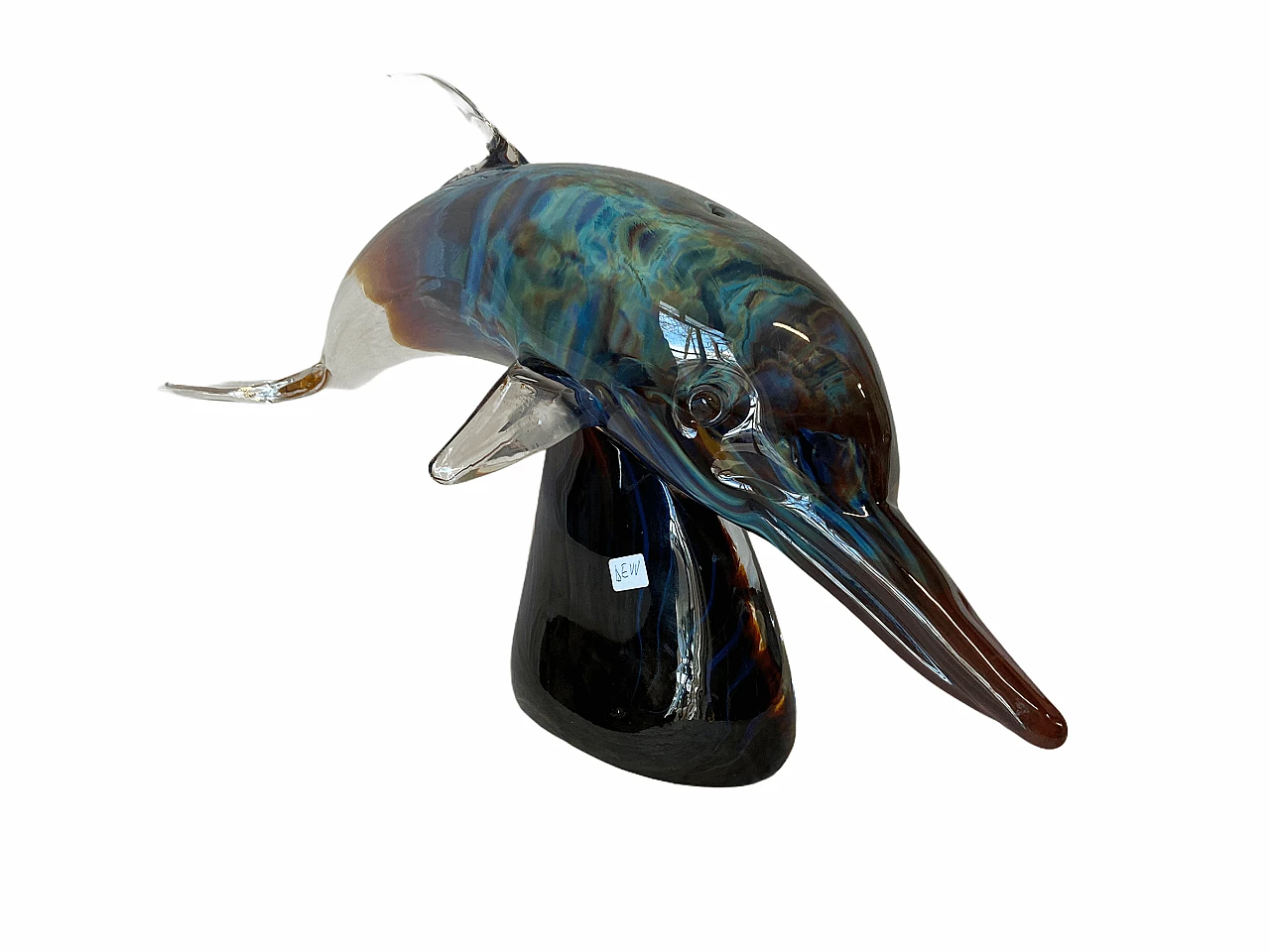 Dolphin sculpture in Murano chalcedony glass 1175030