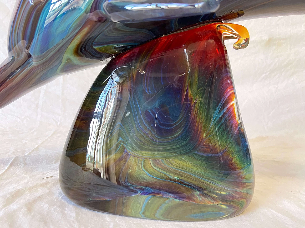 Dolphin sculpture in Murano chalcedony glass 1175034