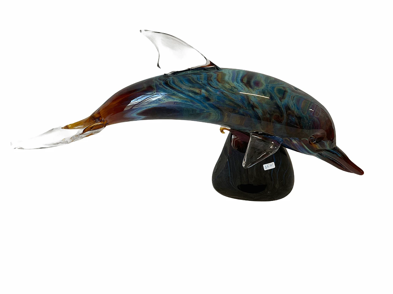 Dolphin sculpture in Murano chalcedony glass 1175036