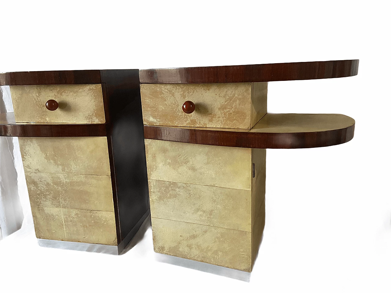 Pair of nightstands in parchment, 50s 1175044