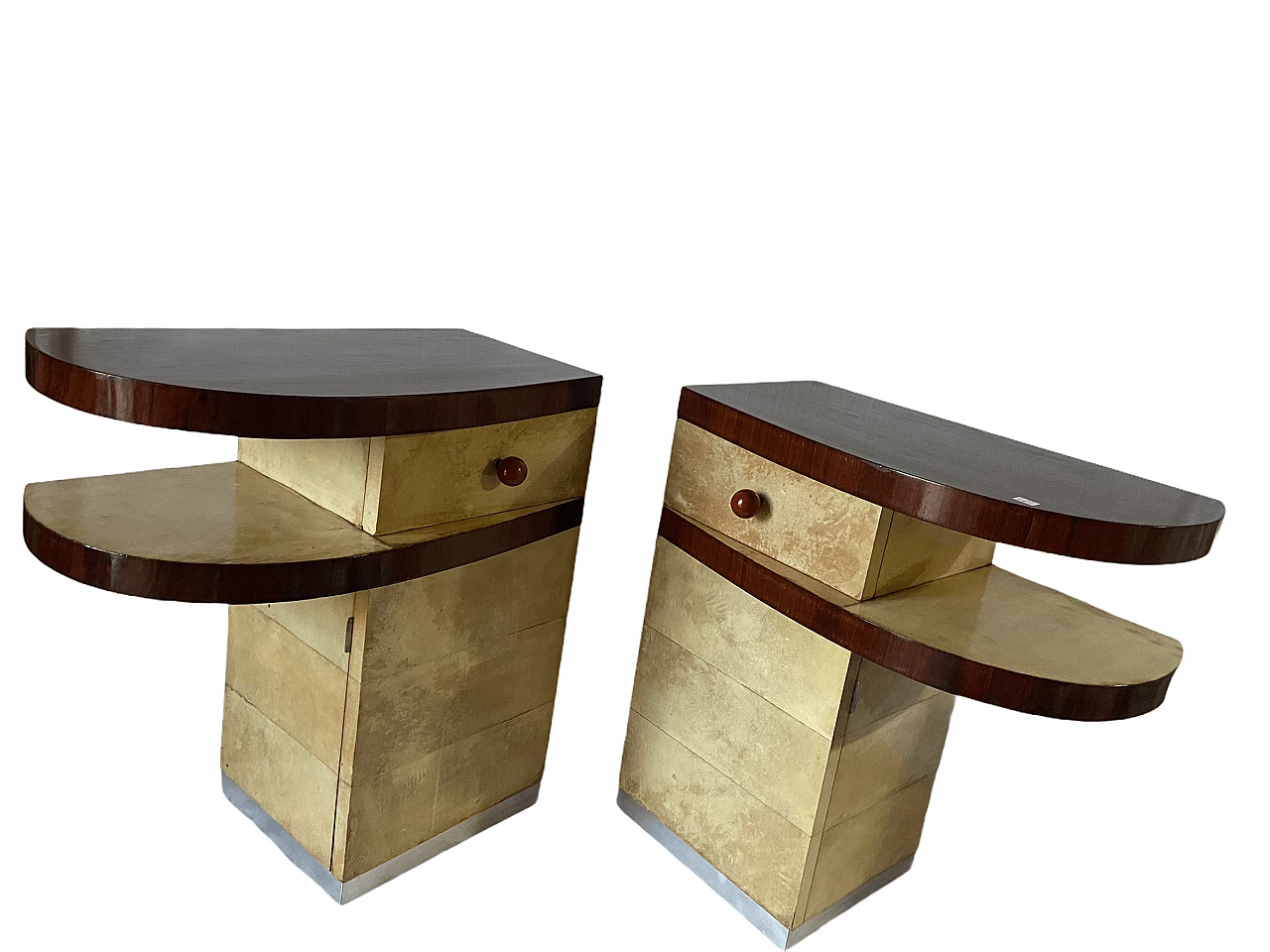 Pair of nightstands in parchment, 50s 1175048