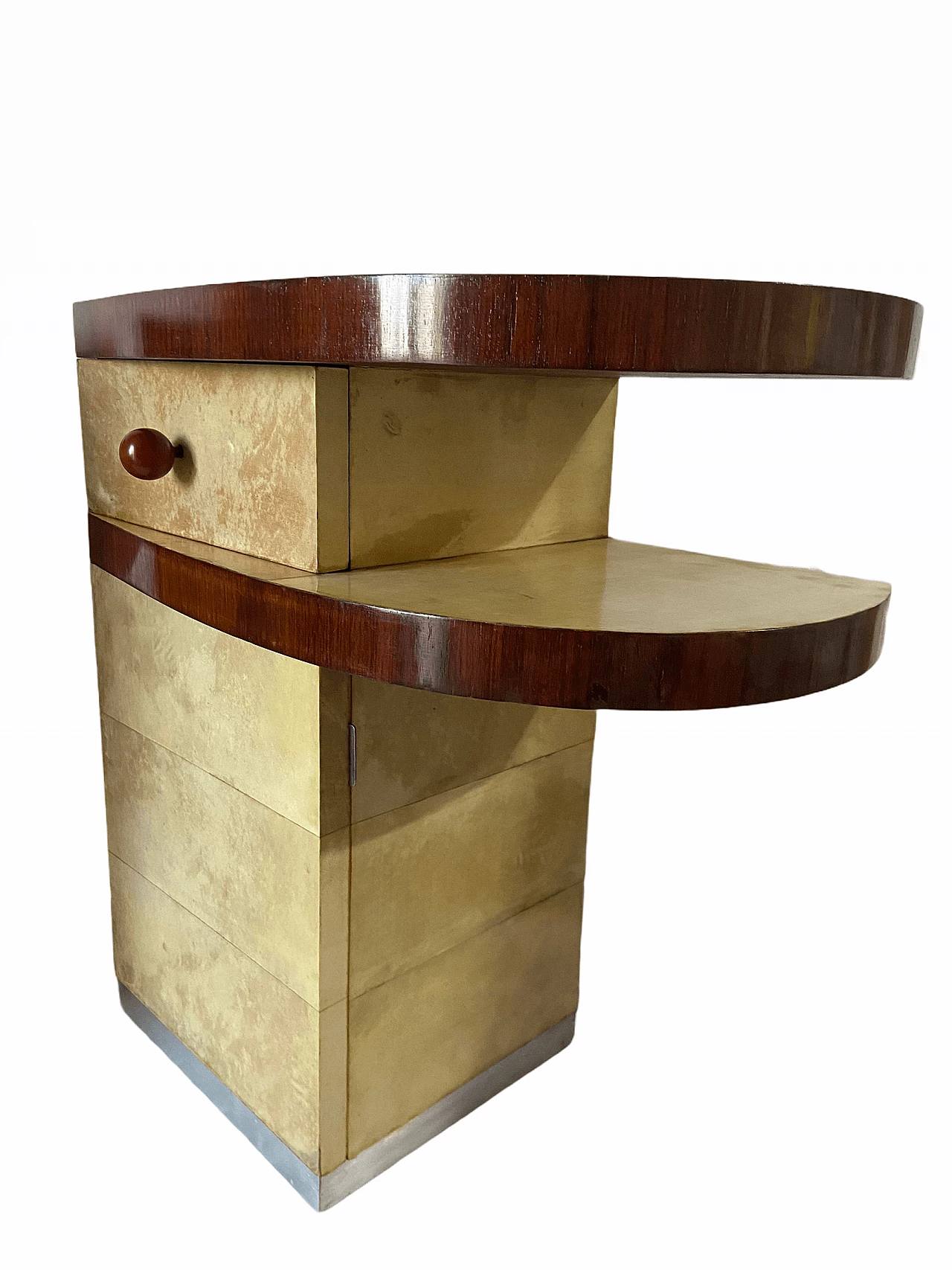 Coppia di comodini in pergamena, anni '50 1175049