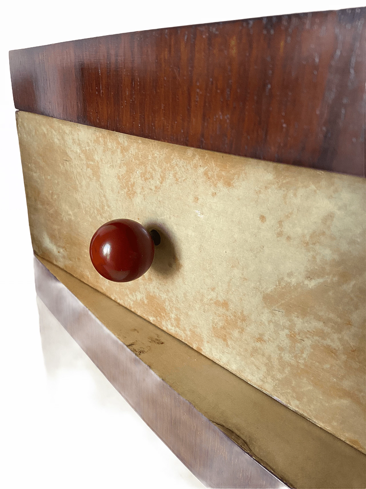 Coppia di comodini in pergamena, anni '50 1175051