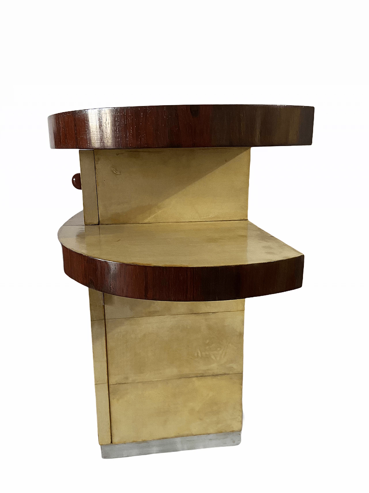 Coppia di comodini in pergamena, anni '50 1175053