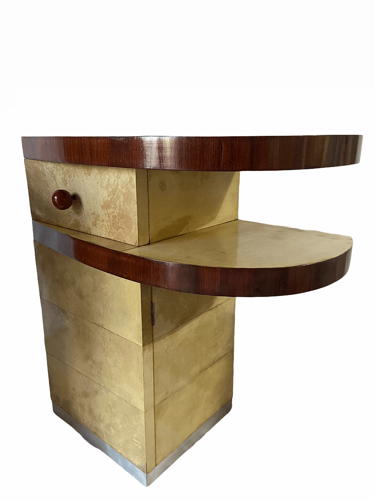 Coppia di comodini in pergamena, anni '50 1175057