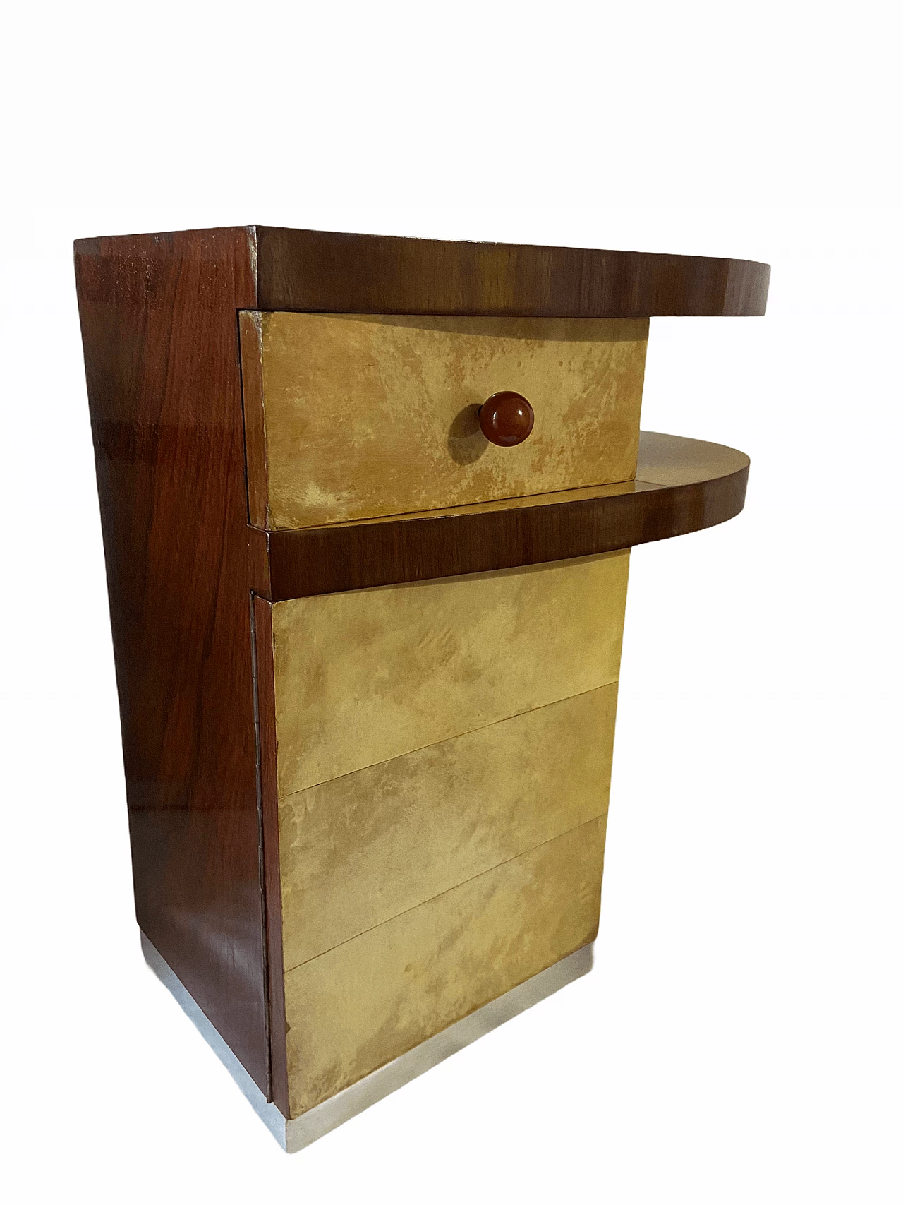 Coppia di comodini in pergamena, anni '50 1175061