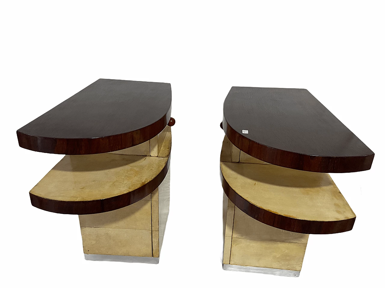 Pair of nightstands in parchment, 50s 1175065