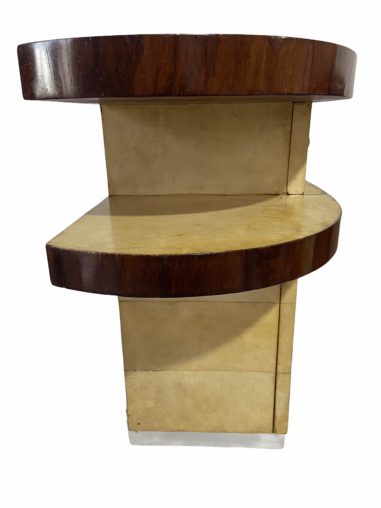 Coppia di comodini in pergamena, anni '50 1175066