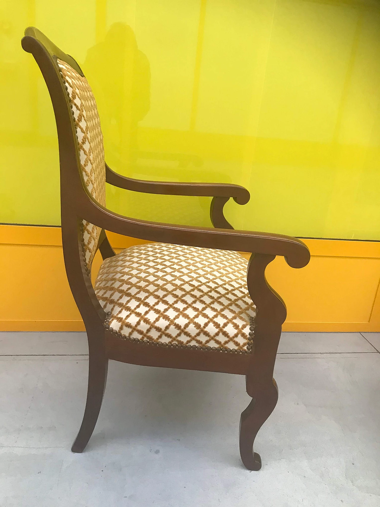 Charles X French armchair in mahogany with maple fillets, first half 19th century 1175072