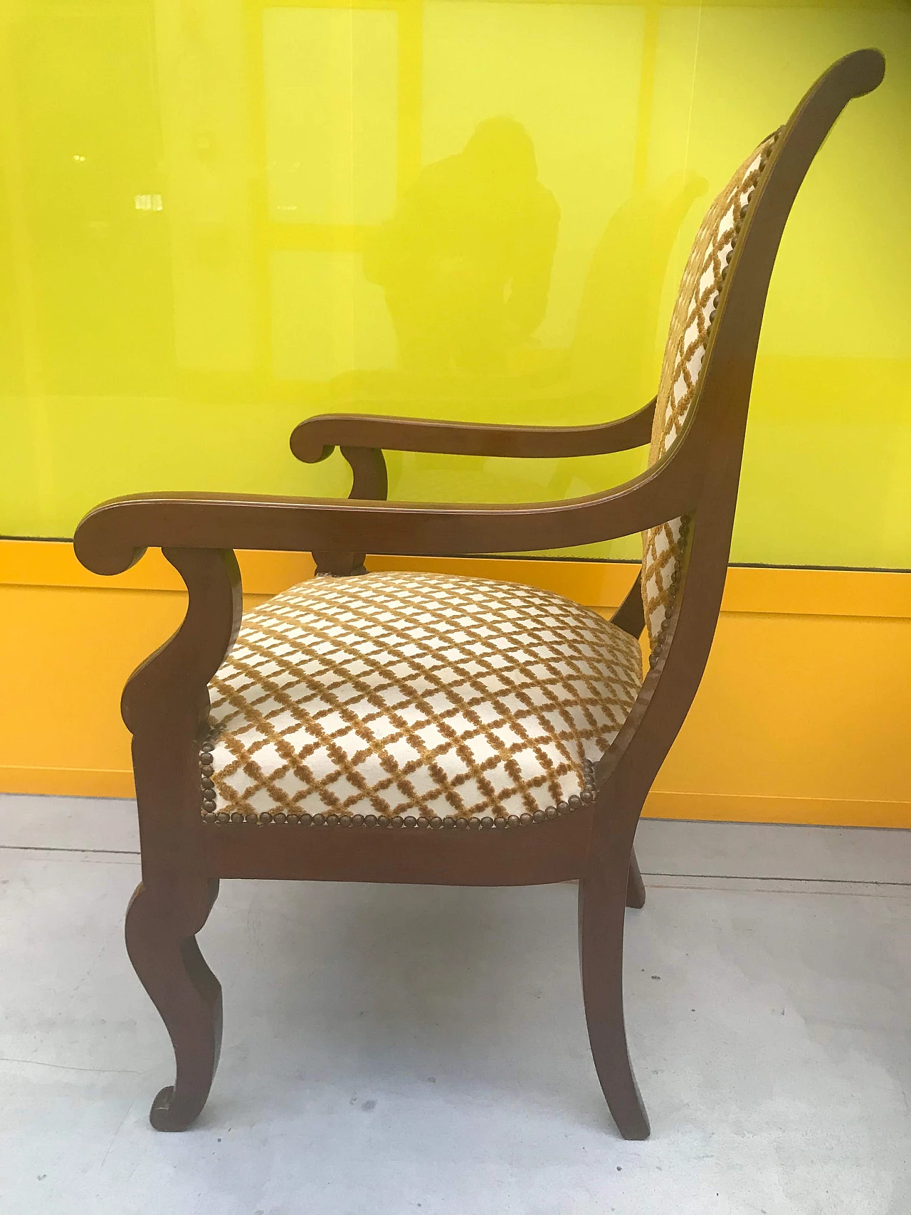 Charles X French armchair in mahogany with maple fillets, first half 19th century 1175074