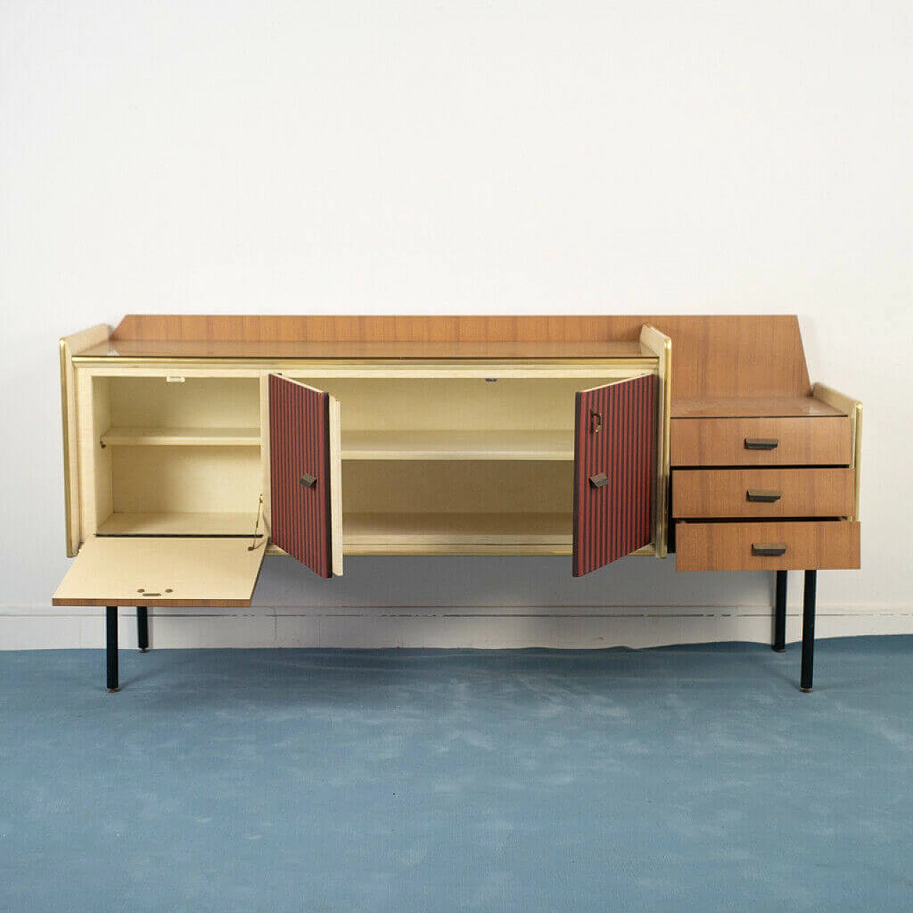 Wooden sideboard with drawers, 70's 1175165