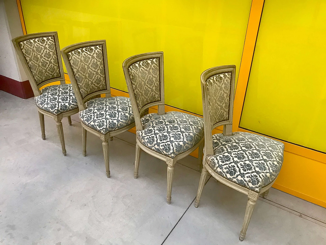 4 Lacquered chairs Louis XVI style, end of '800 1175229
