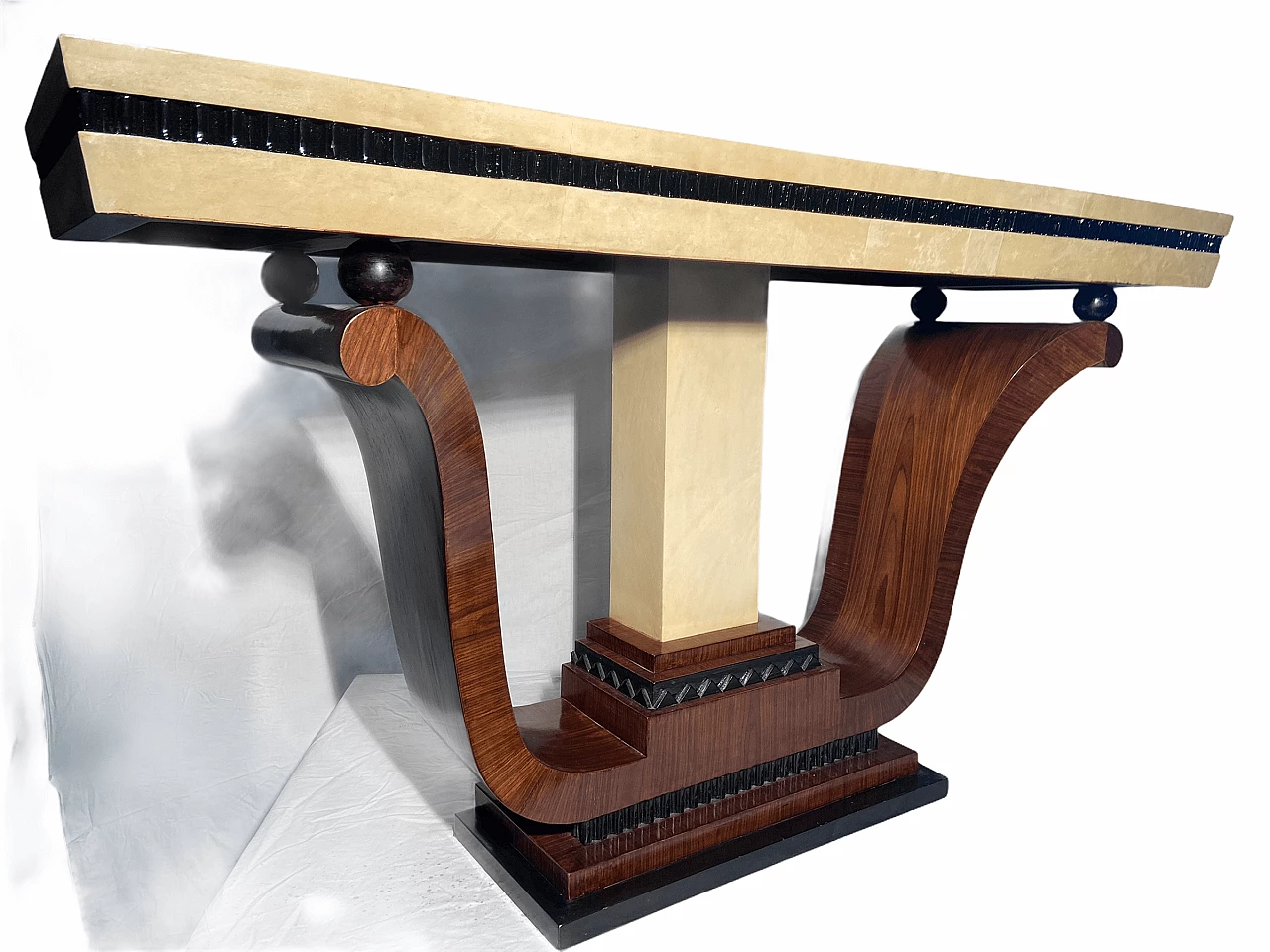 Art Deco console in parchment and rosewood, 1950s 1175303
