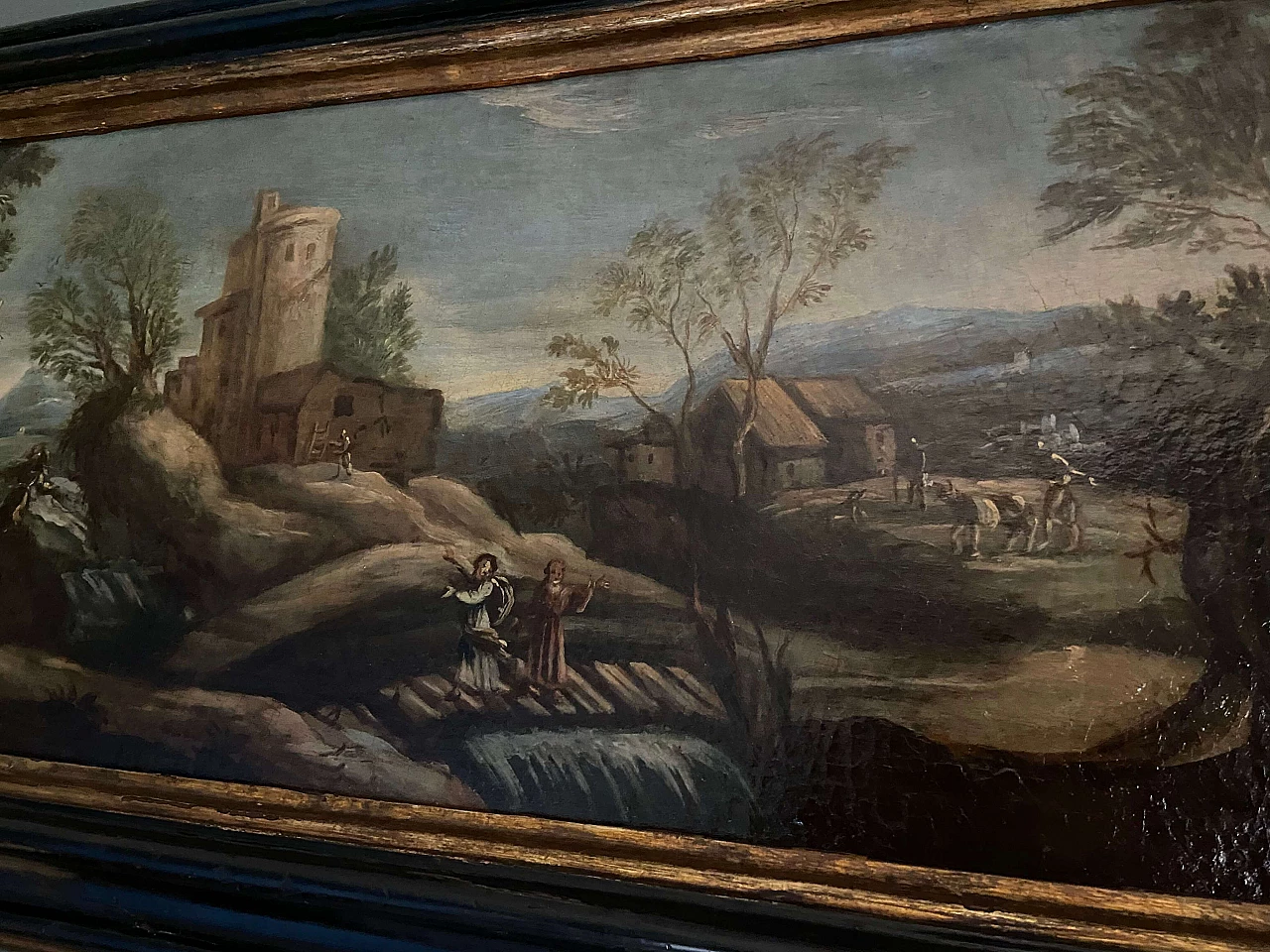 Primo di una coppia di dipinti italiani con paesaggio, fine '600 1175345