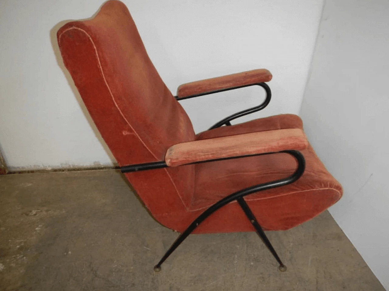 Italian velvet lounge chair, 40s 1175491