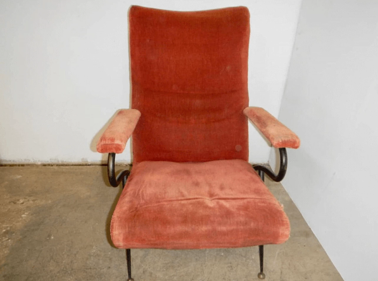 Italian velvet lounge chair, 40s 1175492