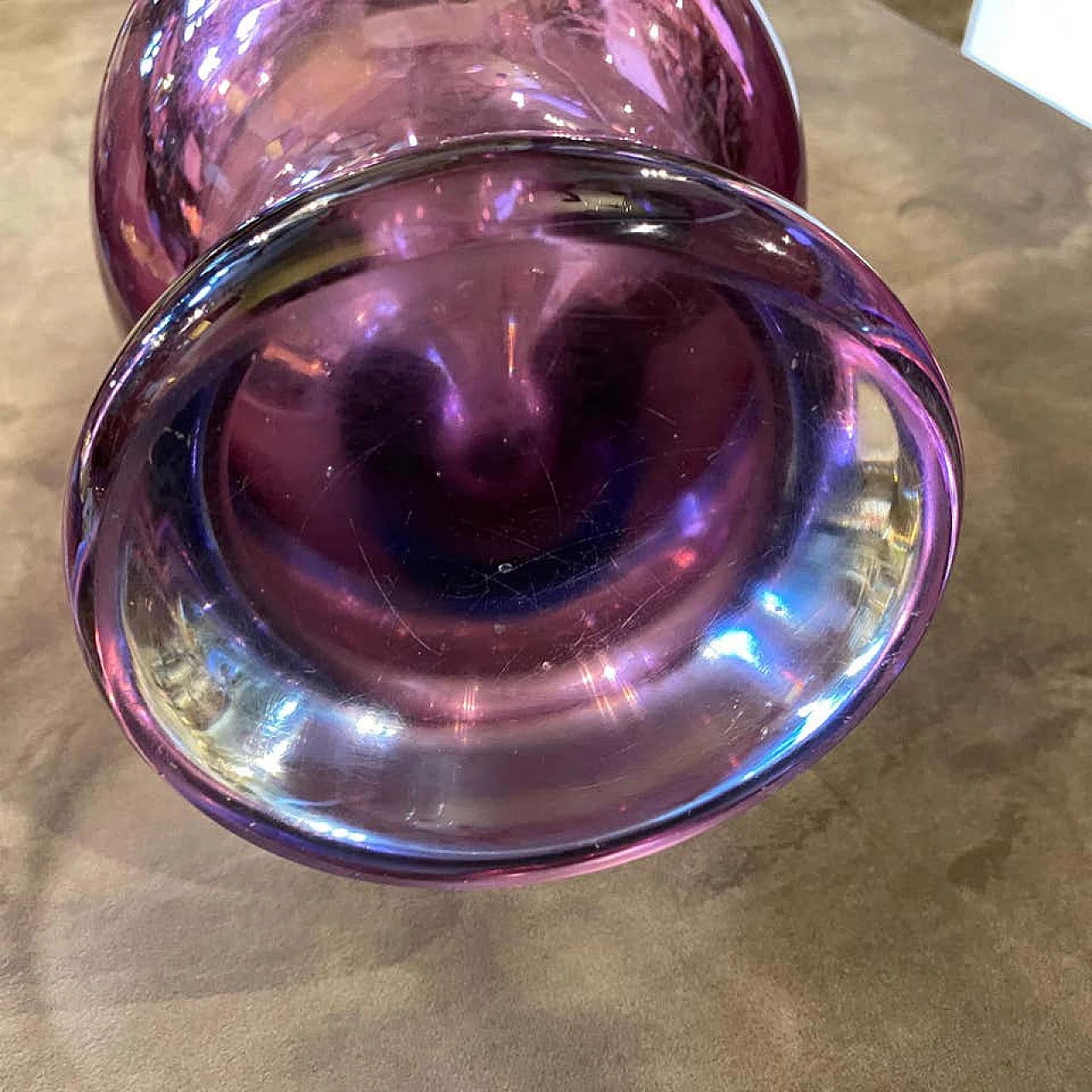 Vaso in vetro di Murano blu e viola, anni '70 1175610