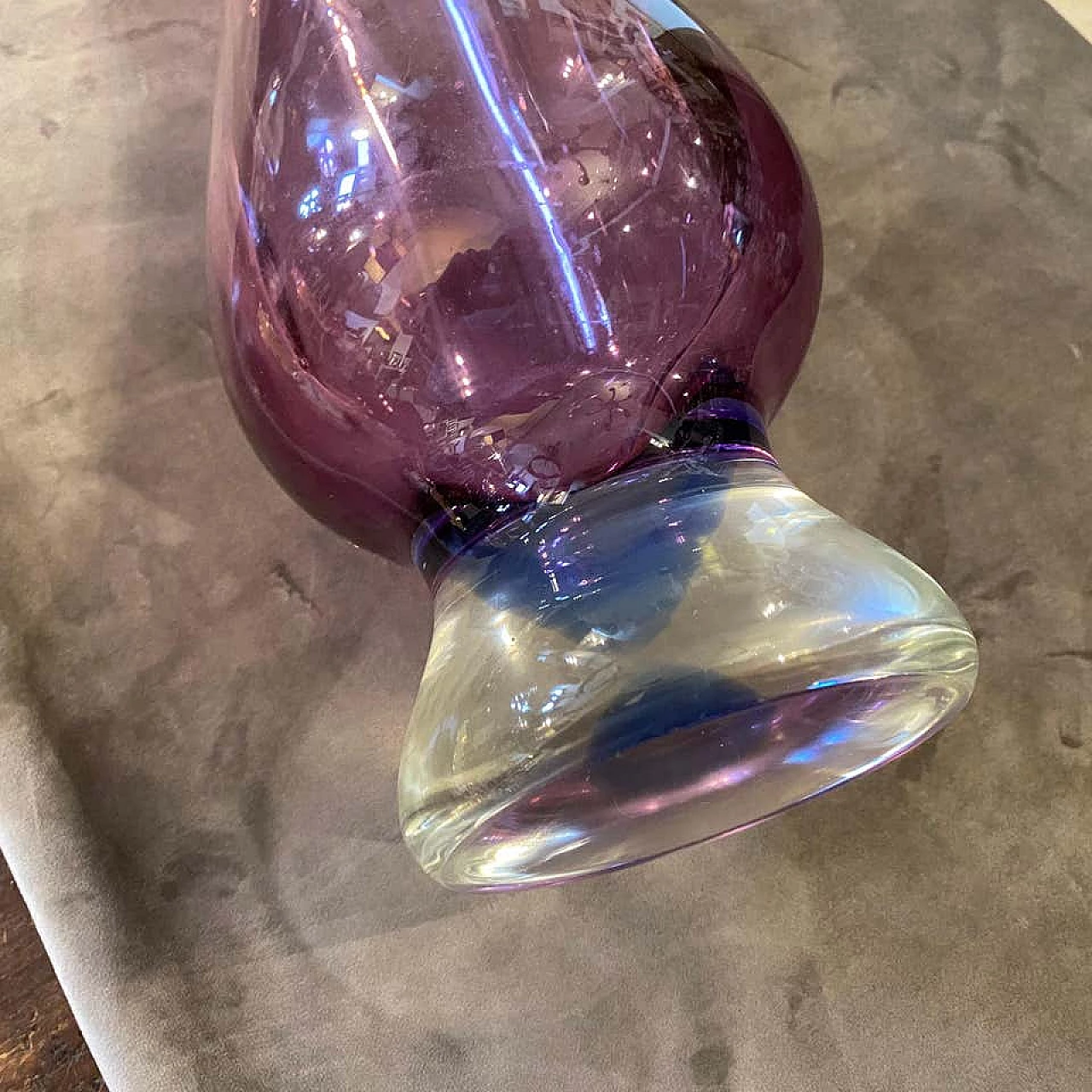 Vaso in vetro di Murano blu e viola, anni '70 1175618