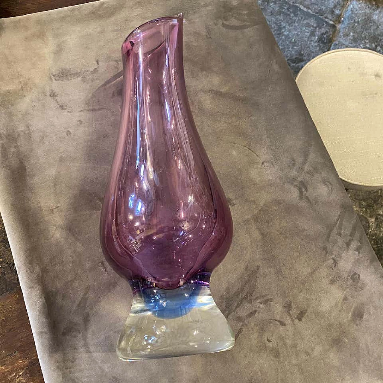Vaso in vetro di Murano blu e viola, anni '70 1175620