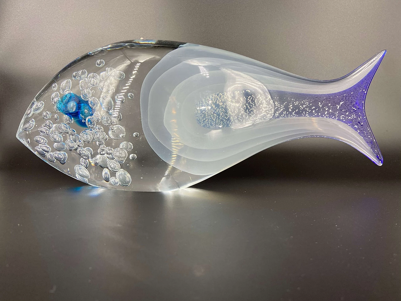 Scultura di pesce in vetro di Murano firmata Tagliapietra, anni '80 1175836