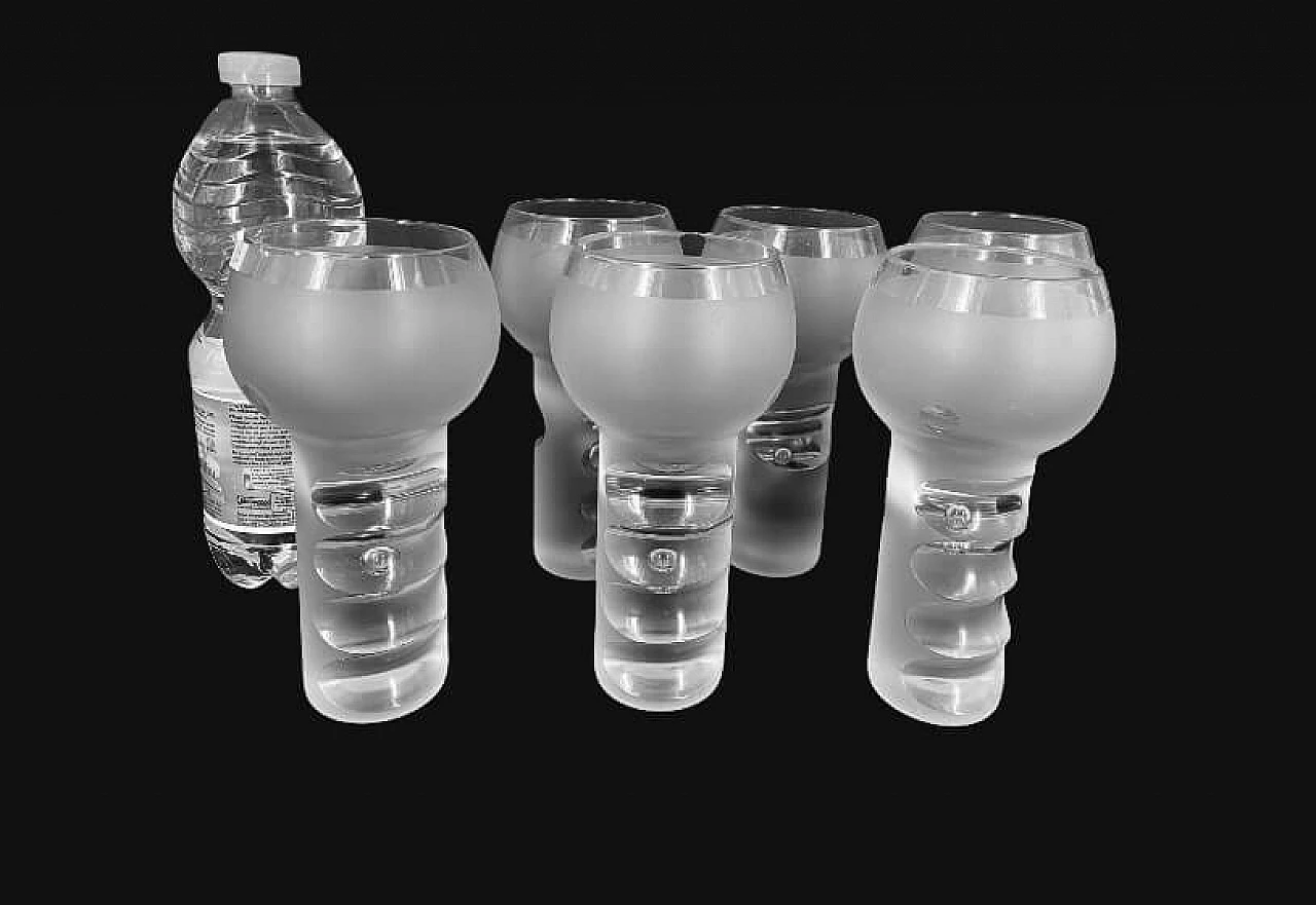 6 beveled Murano glass bubble glasses, 70s 1175857
