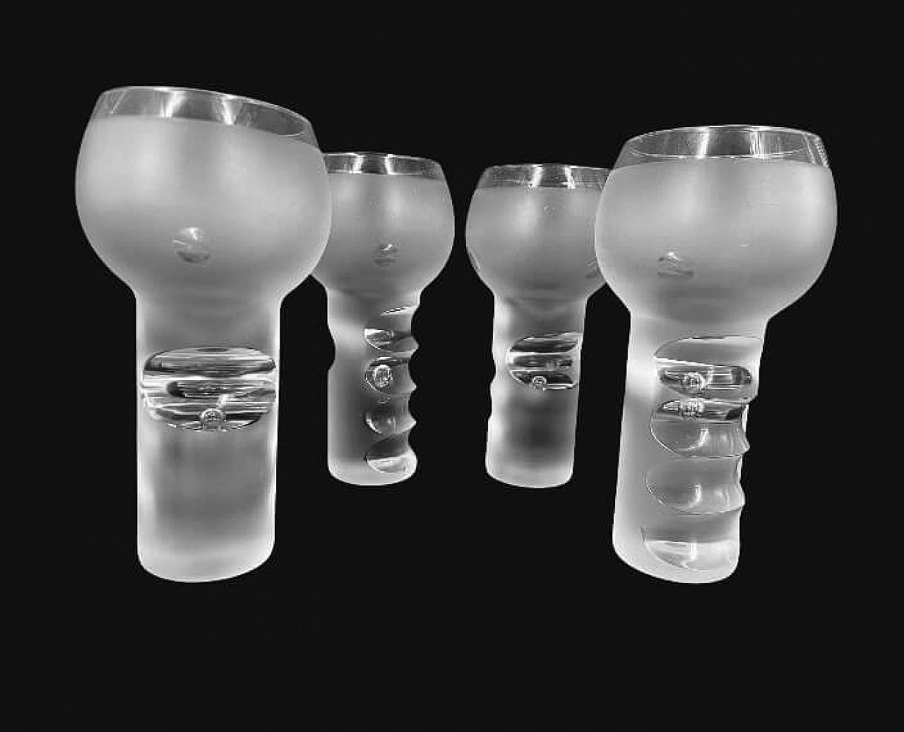 6 beveled Murano glass bubble glasses, 70s 1175859