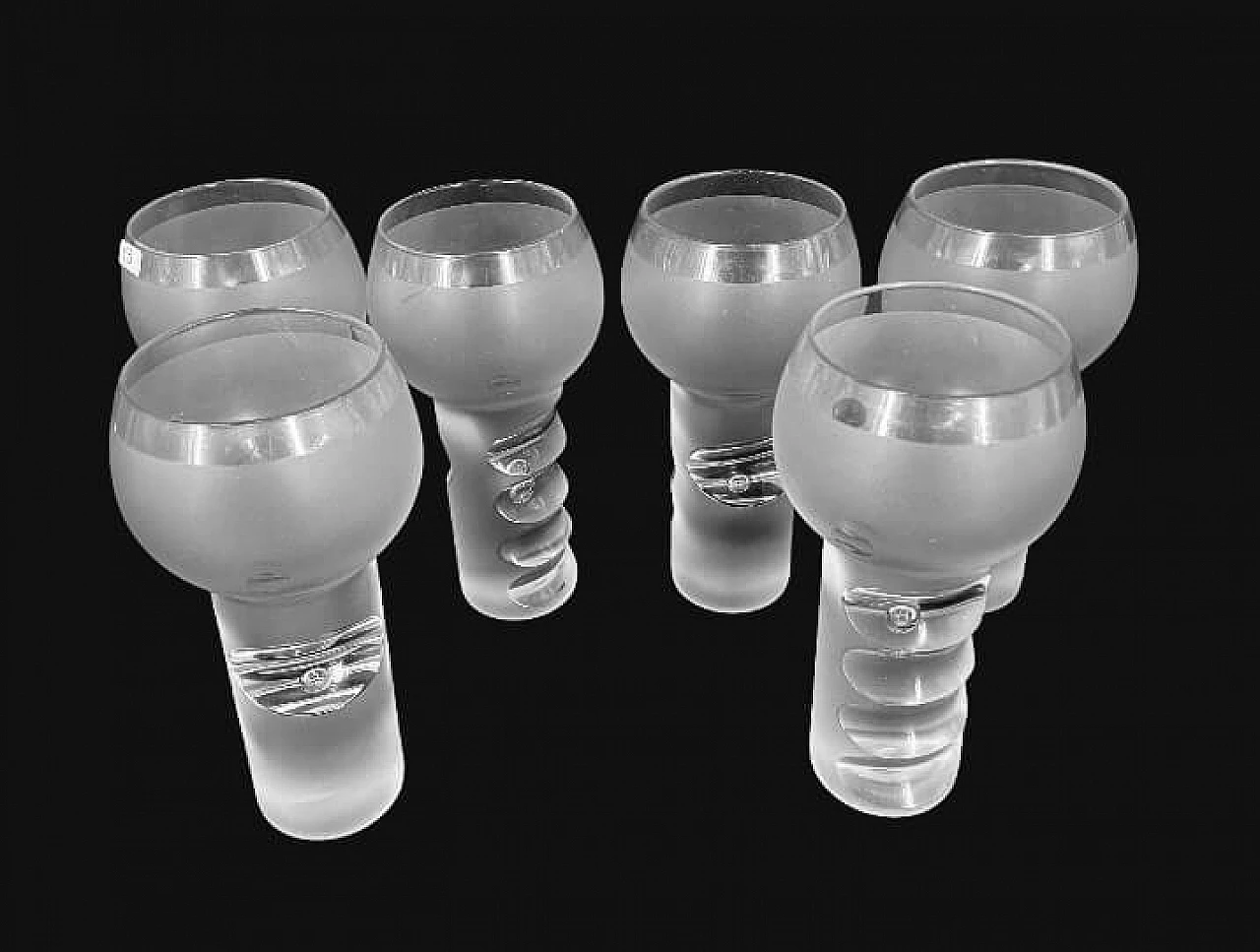 6 beveled Murano glass bubble glasses, 70s 1175861