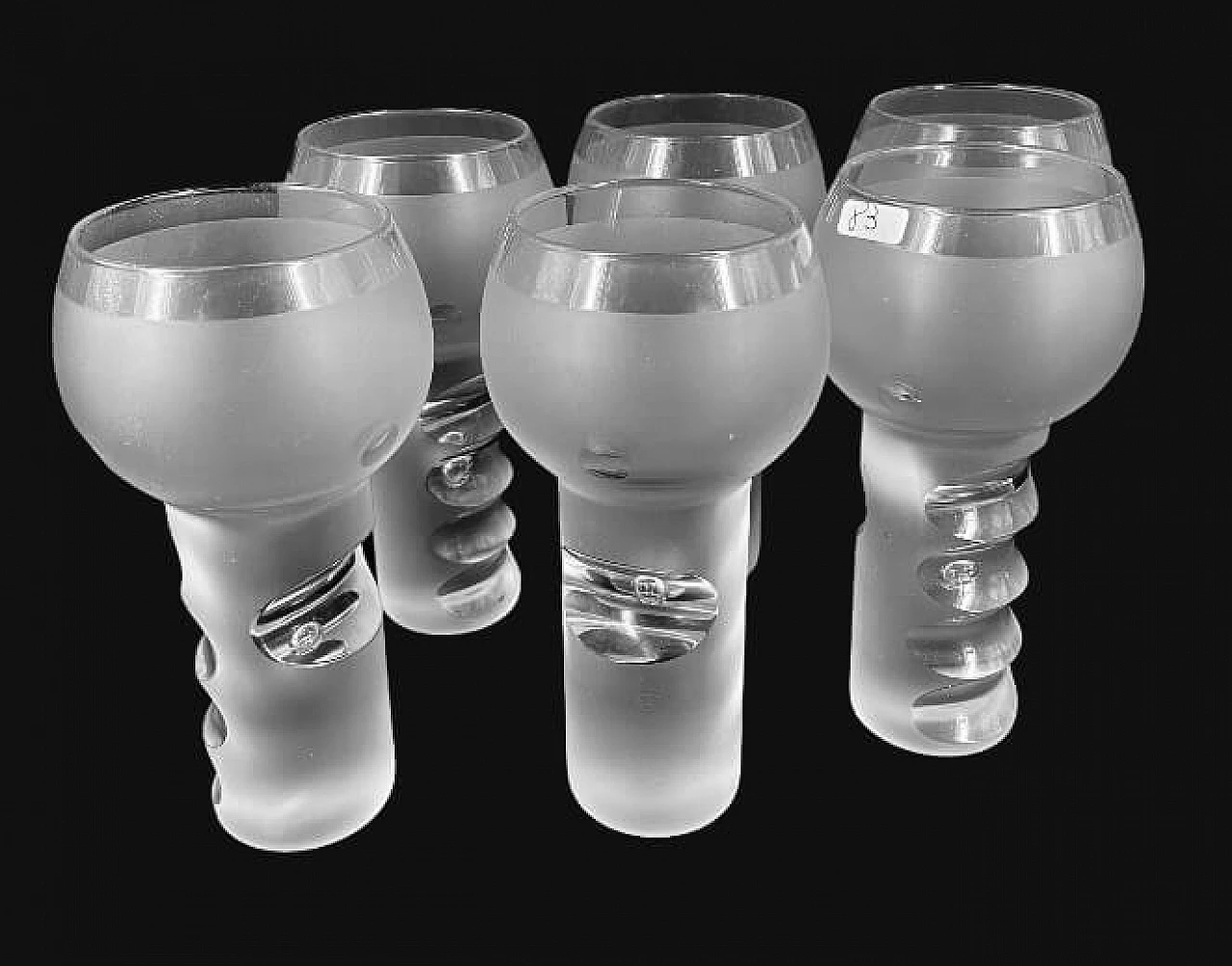 6 beveled Murano glass bubble glasses, 70s 1175862