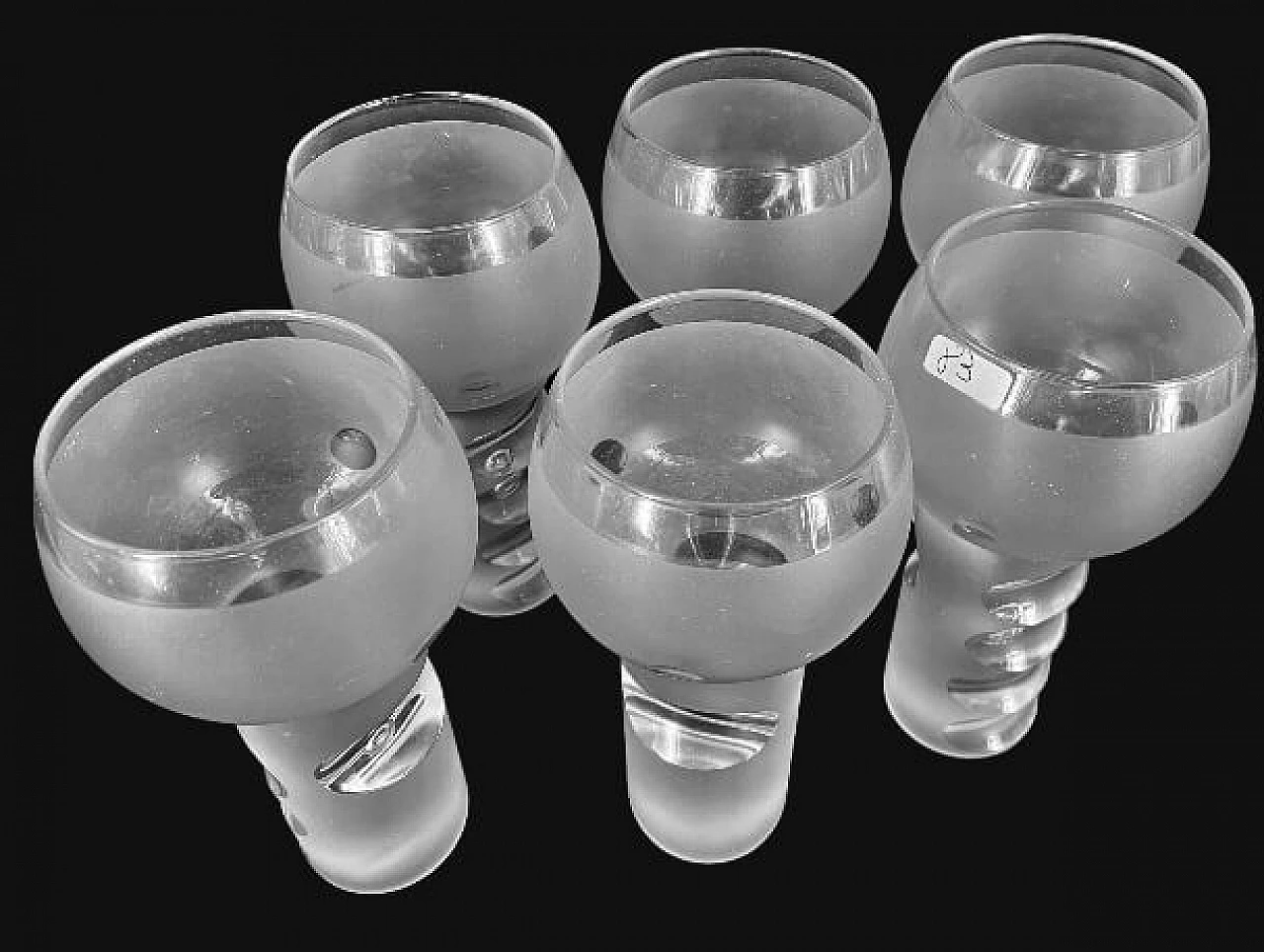 6 beveled Murano glass bubble glasses, 70s 1175863