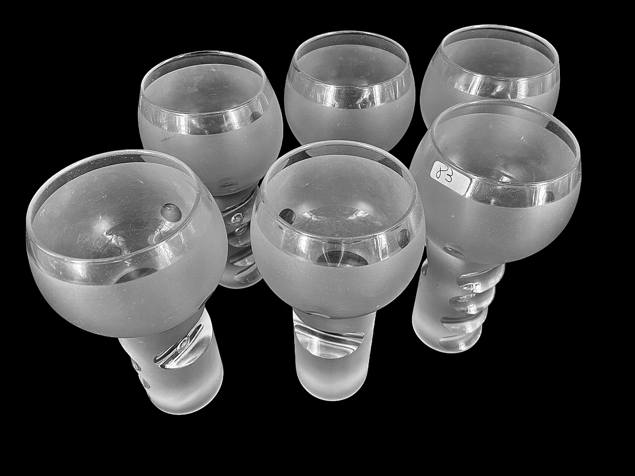 6 beveled Murano glass bubble glasses, 70s 1175864