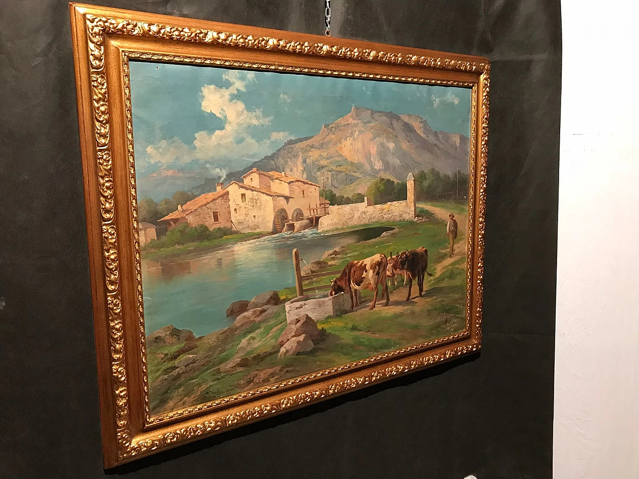 Neapolitan school painting oil on canvas signed R. Rianni, 19th century 1175875