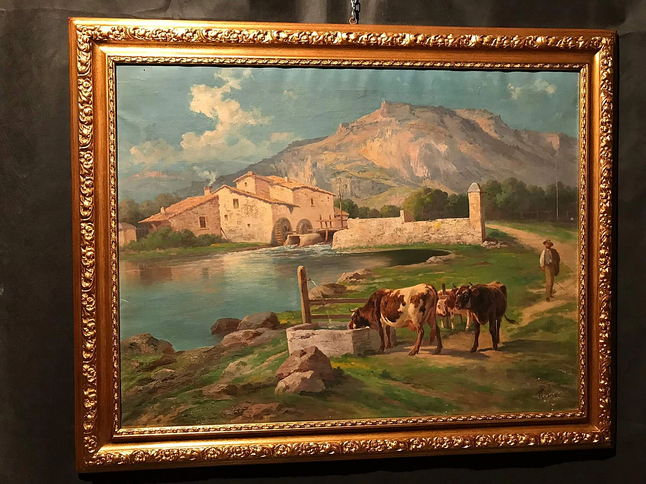 Neapolitan school painting oil on canvas signed R. Rianni, 19th century 1175876