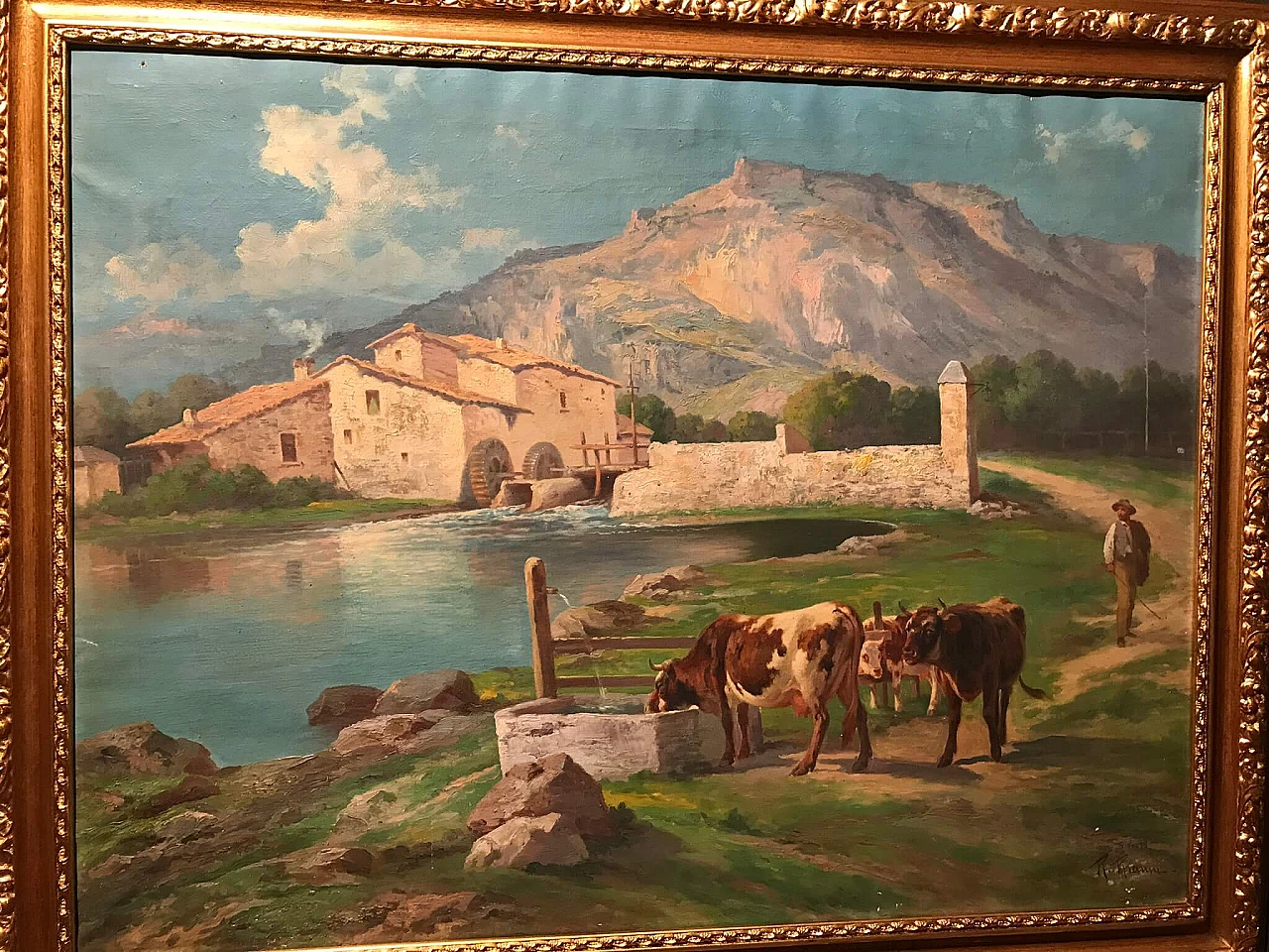 Neapolitan school painting oil on canvas signed R. Rianni, 19th century 1175877