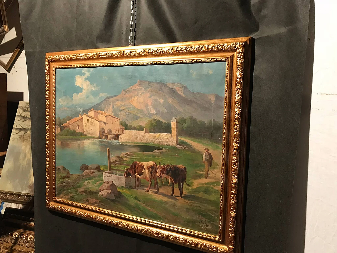 Neapolitan school painting oil on canvas signed R. Rianni, 19th century 1175884