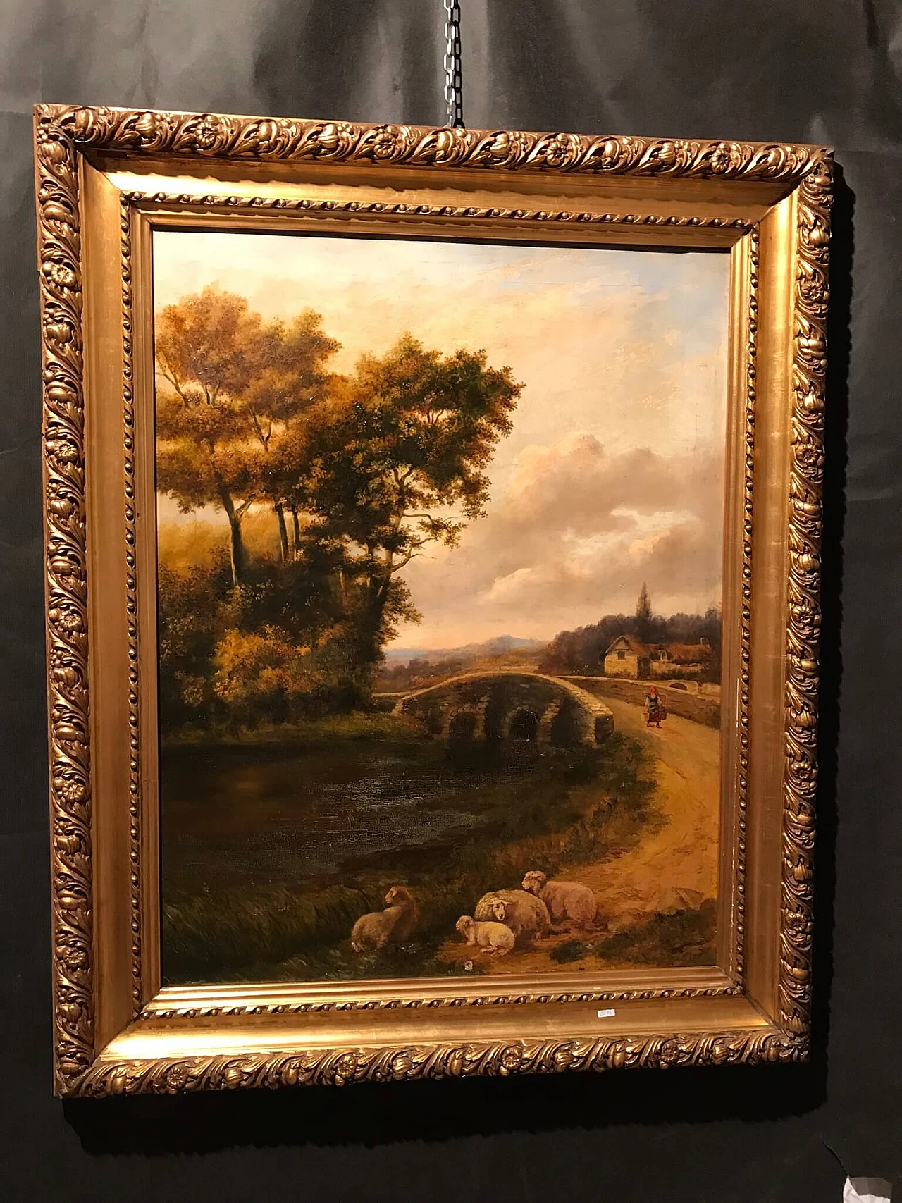 Oil painting on canvas with bucolic landscape, '800 1175902