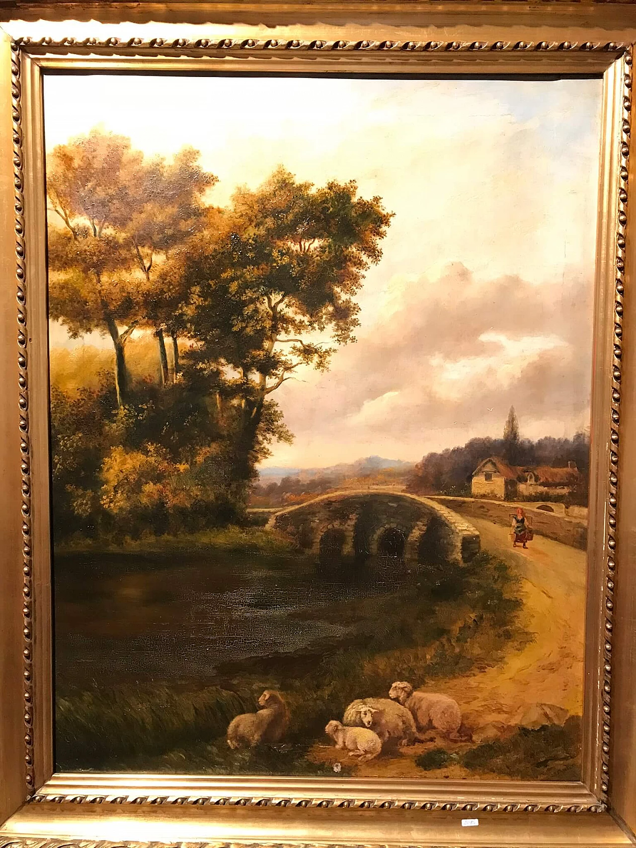 Oil painting on canvas with bucolic landscape, '800 1175903