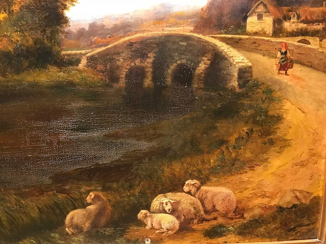 Oil painting on canvas with bucolic landscape, '800 1175904