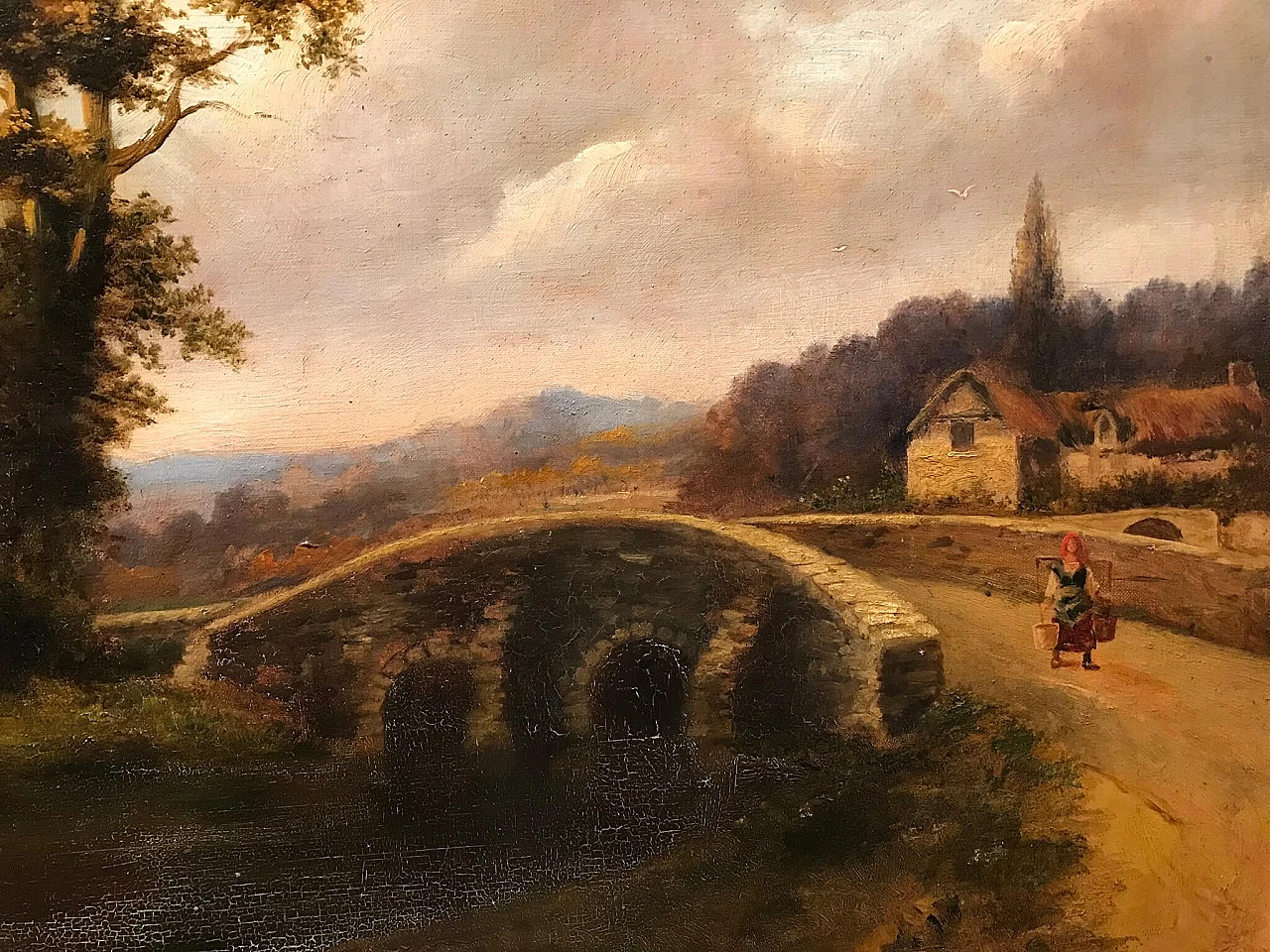 Dipinto olio su tela con paesaggio bucolico, '800 1175906