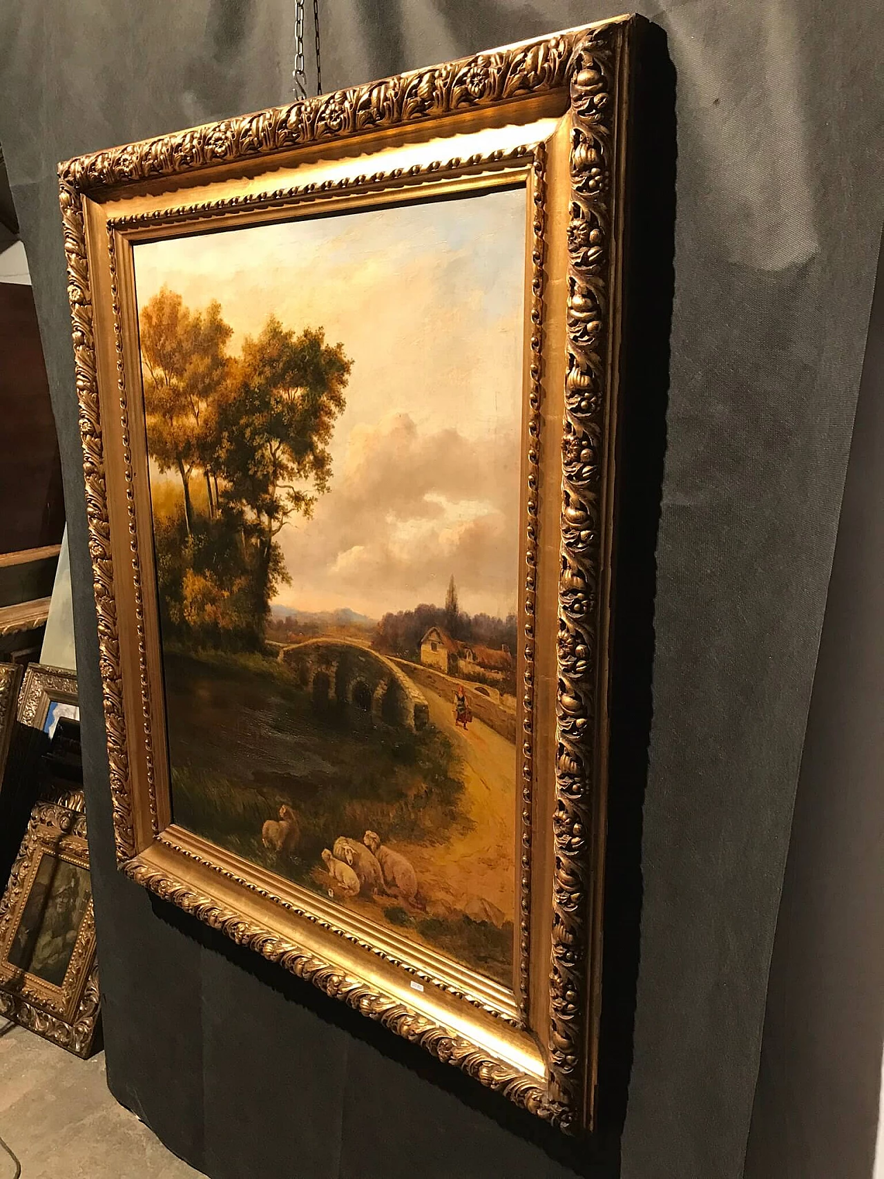 Oil painting on canvas with bucolic landscape, '800 1175910