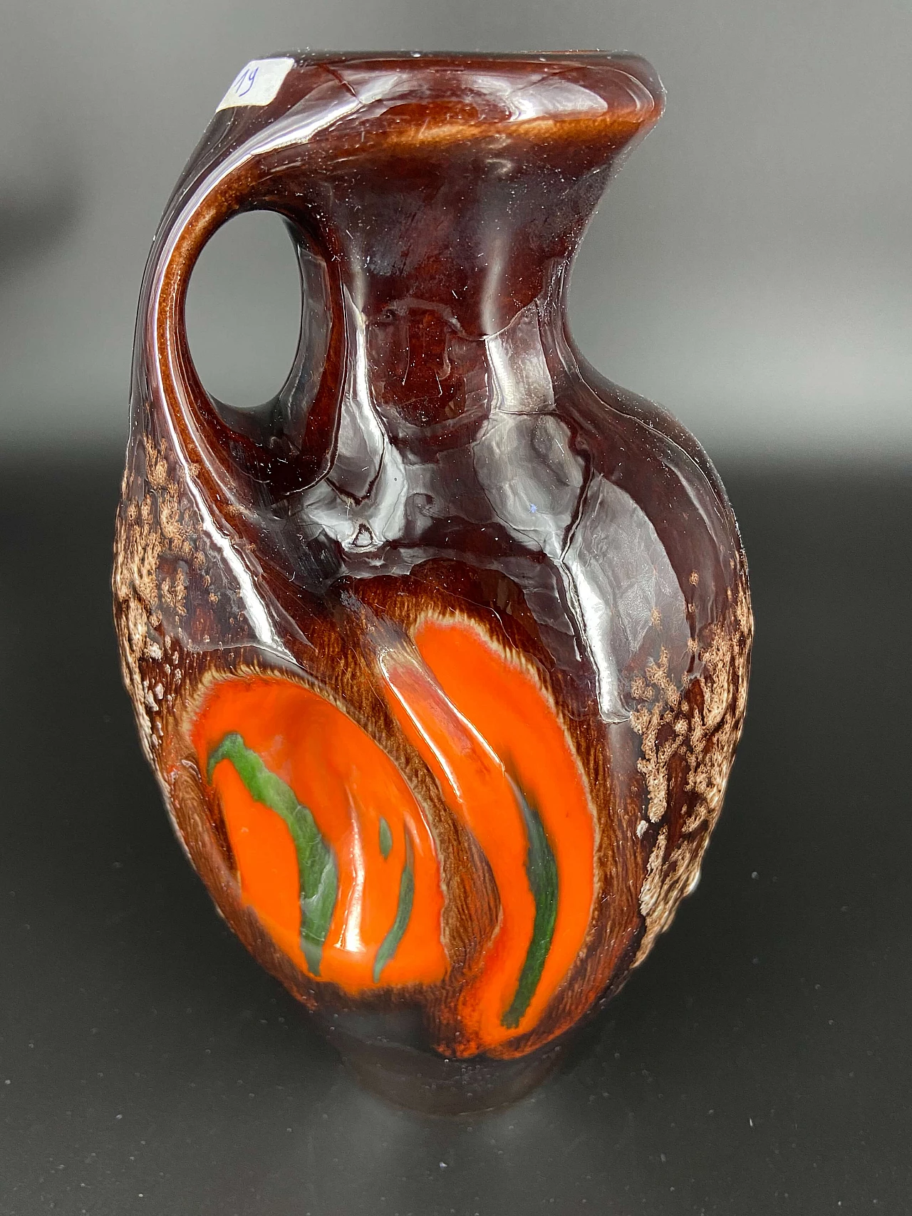 Abstract vase in polychrome ceramic, 50s 1175947