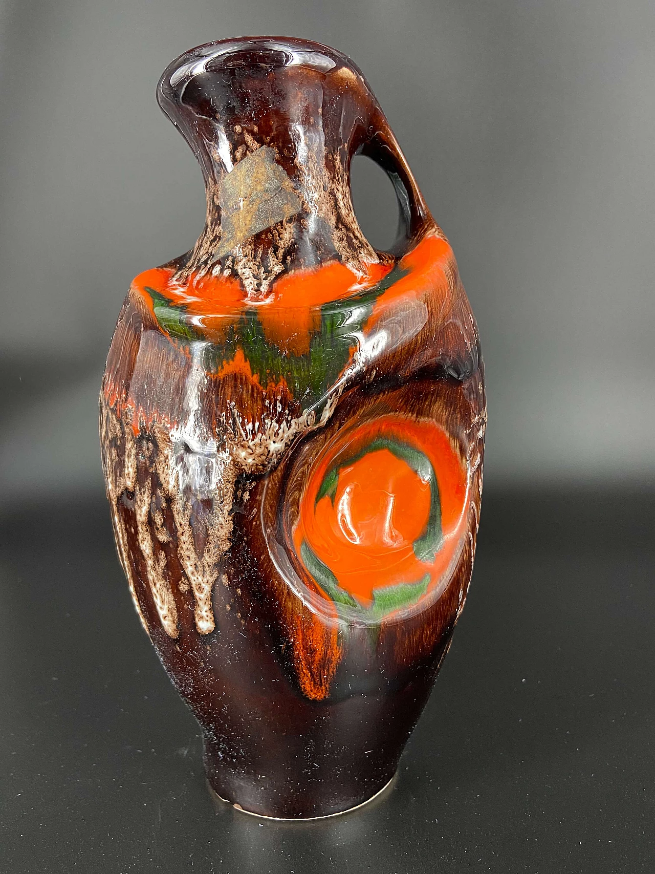 Abstract vase in polychrome ceramic, 50s 1175951