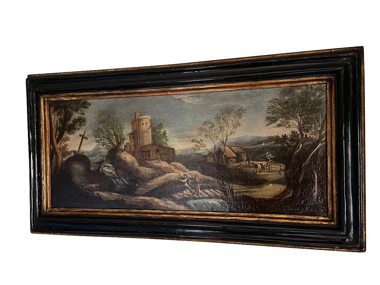 Primo di una coppia di dipinti italiani con paesaggio, fine '600 1176102