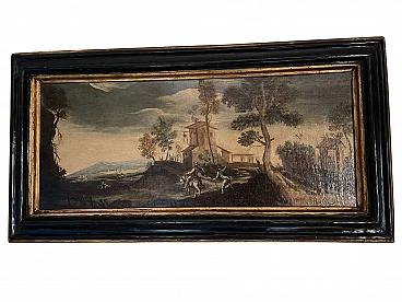Second of a pair of Italian paintings with landscapes, 17th century