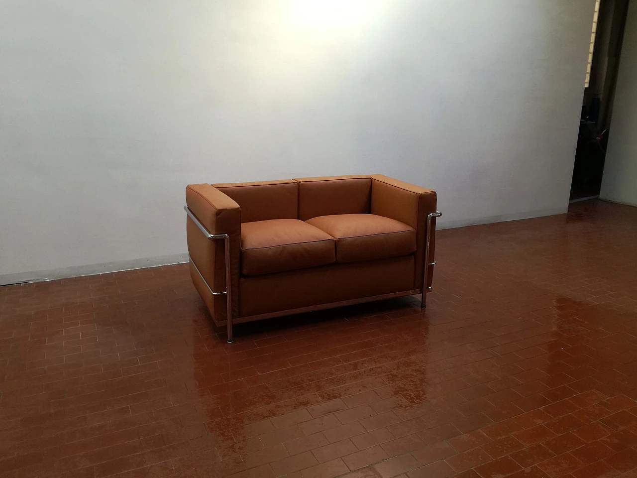 Leather and steel sofa 1176209
