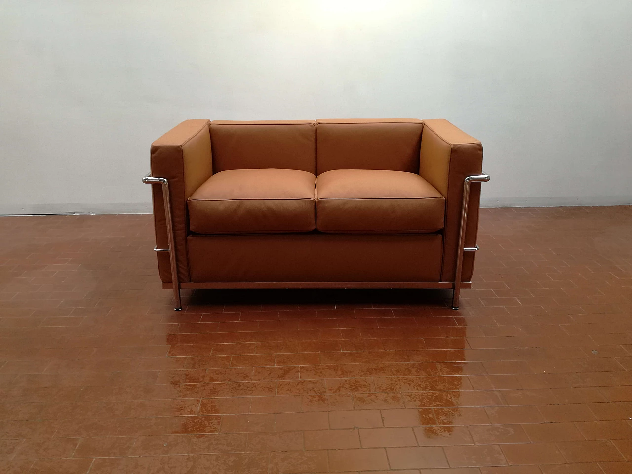Leather and steel sofa 1176210