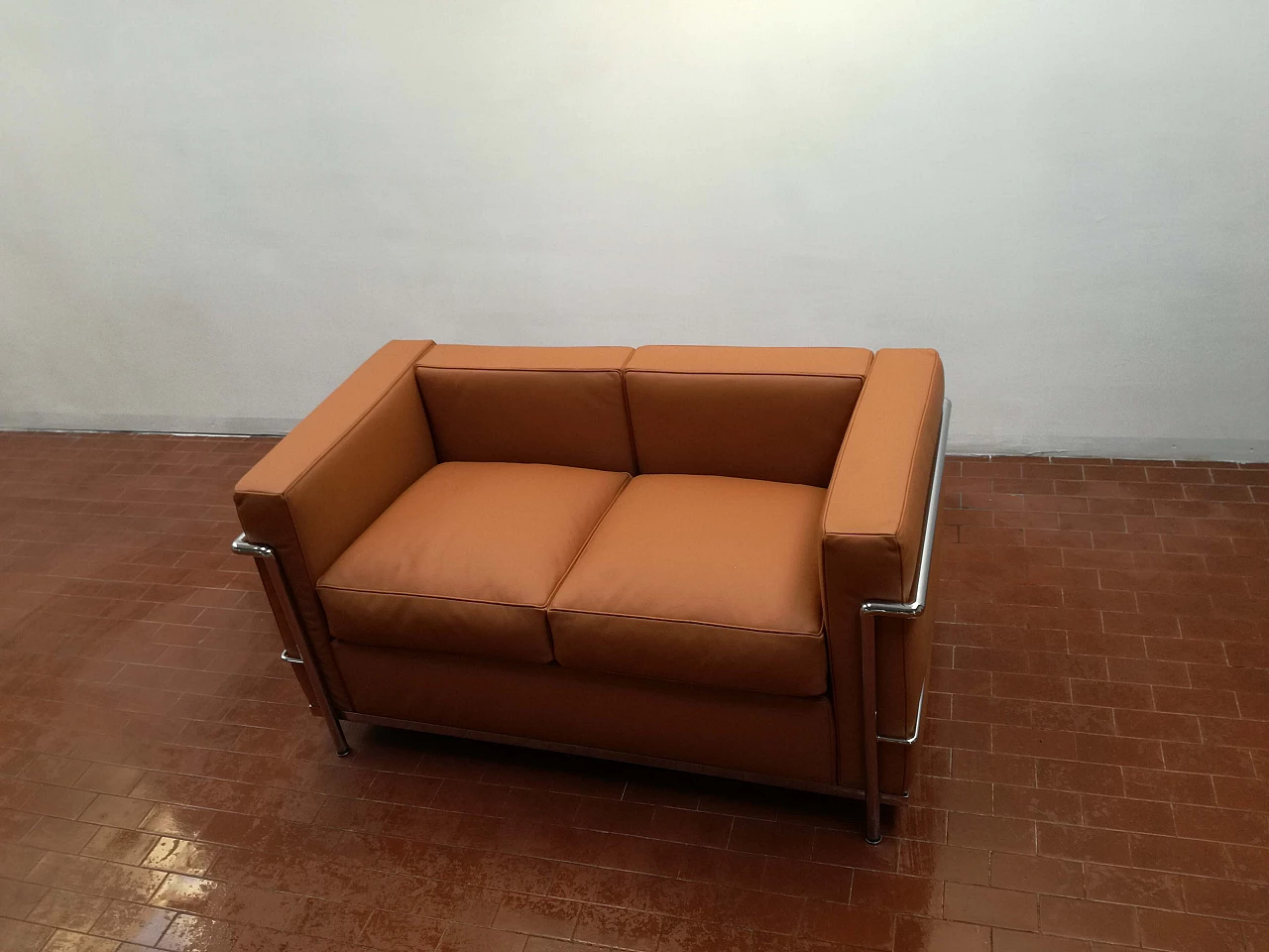 Leather and steel sofa 1176212