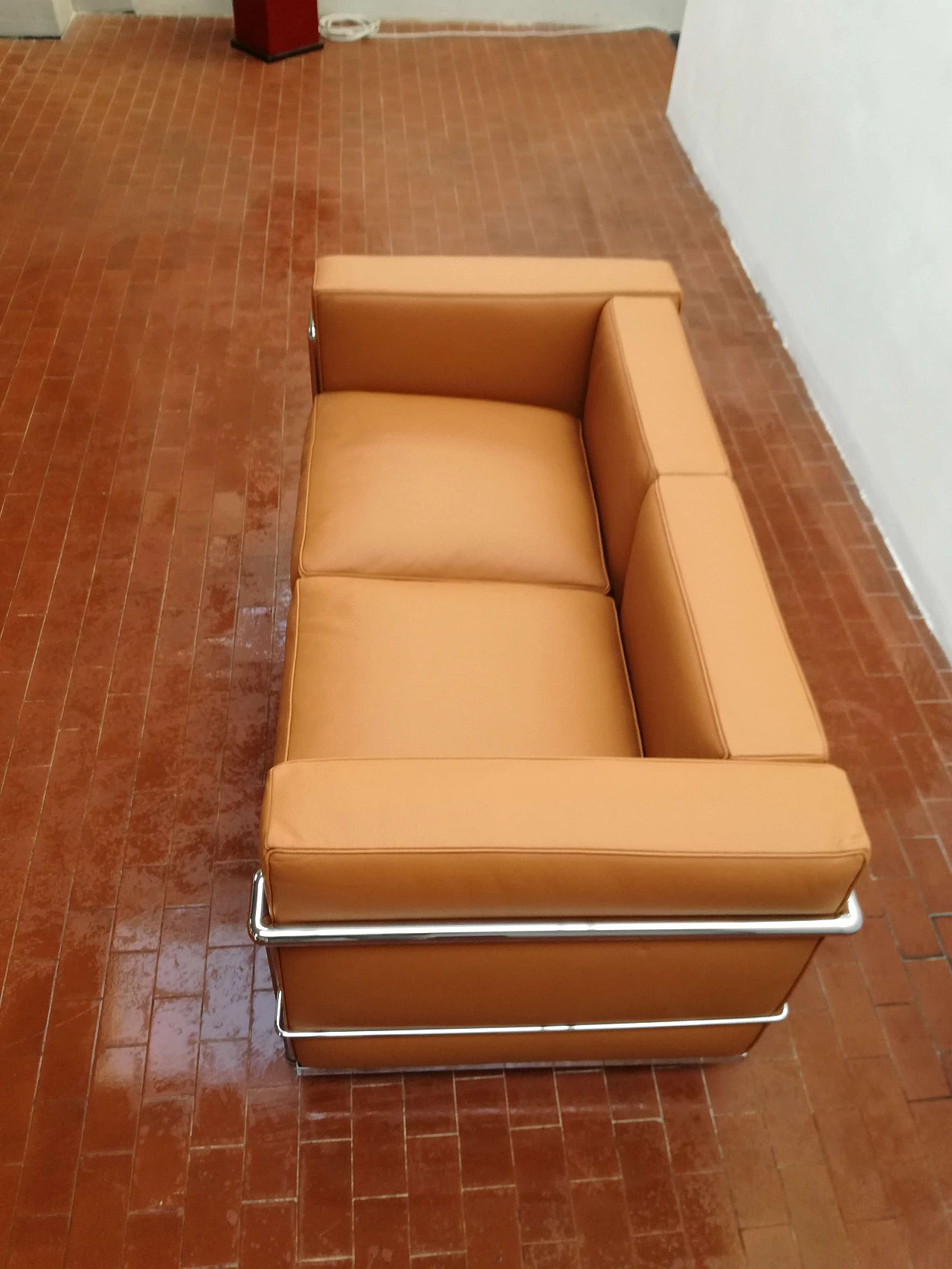 Leather and steel sofa 1176213